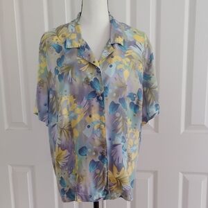 Sag Harbor Floral Short Sleeve Button-Up Shirt